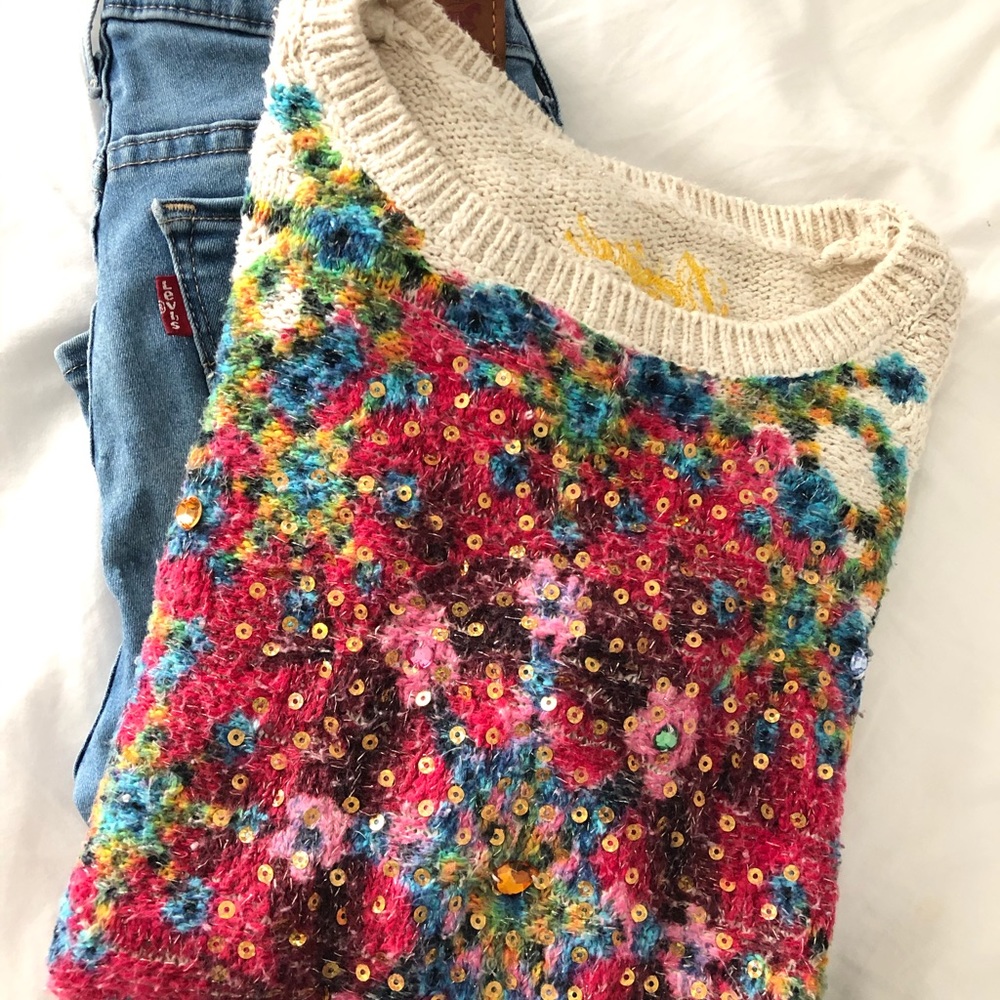 DESIGUAL cream colorful pullover 💖💜💛💙